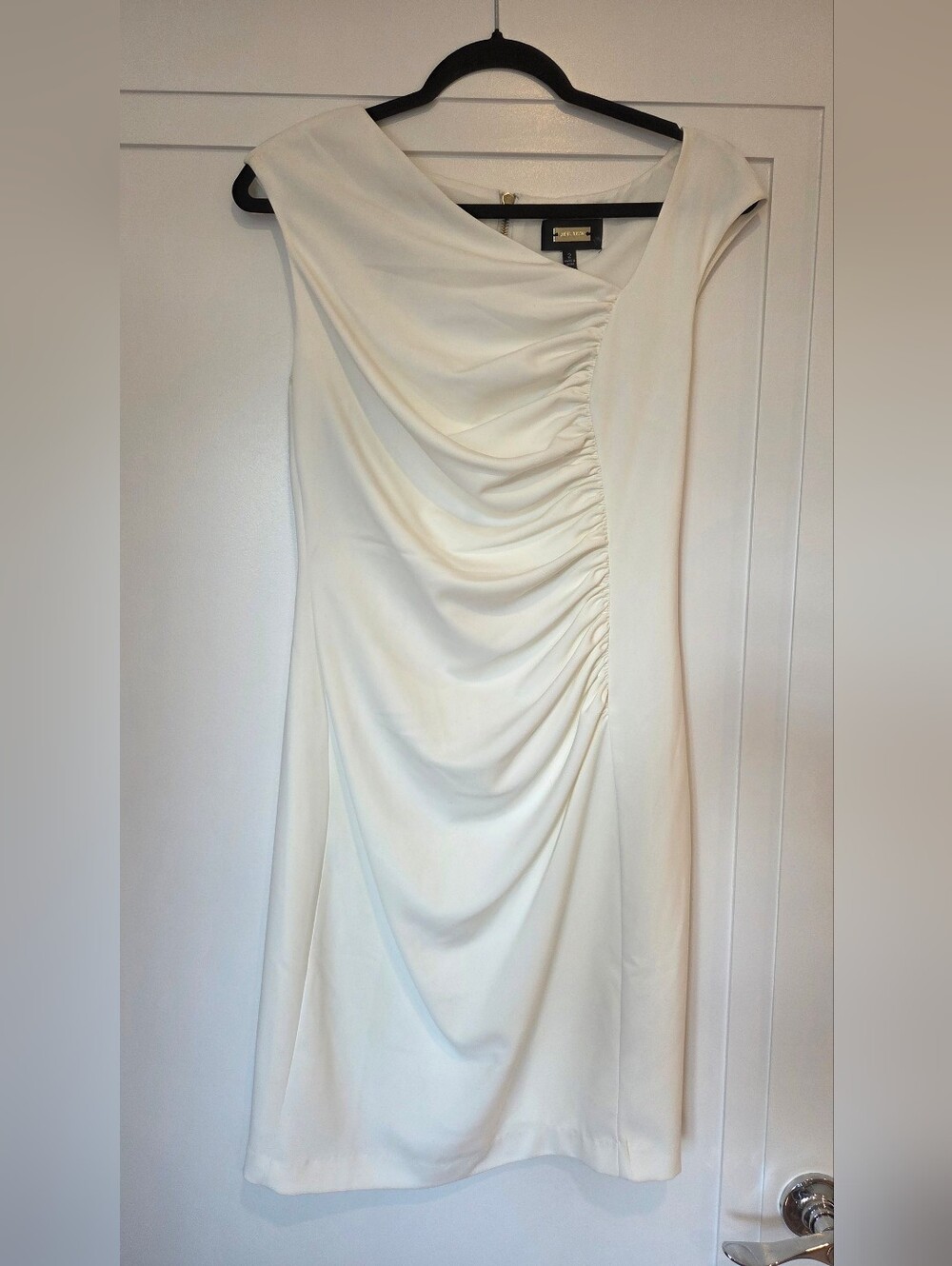 Alexia Admor Cream Ruched Drape Dress